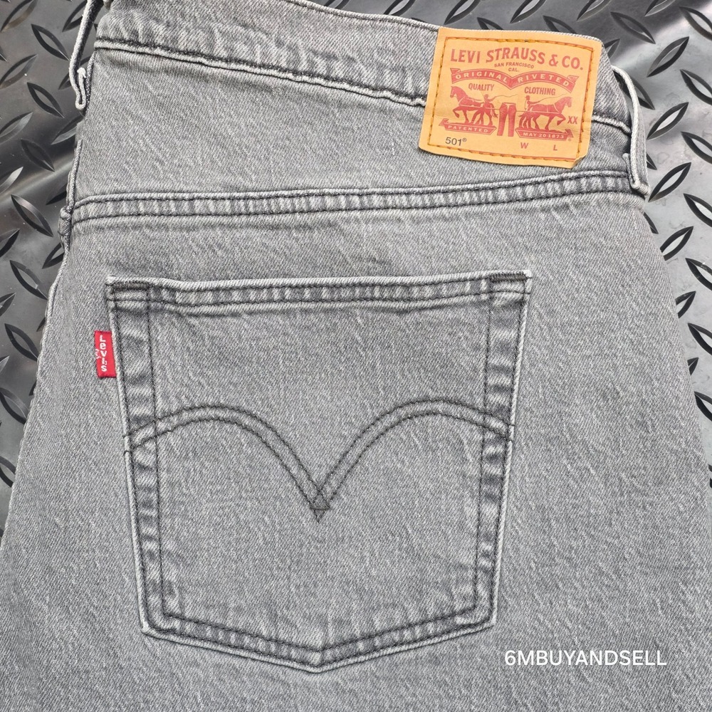 Levis 501 Original Fit Grey Straight Leg Jeans Womens 16W M Button Fly A3548 - Picture 5 of 16